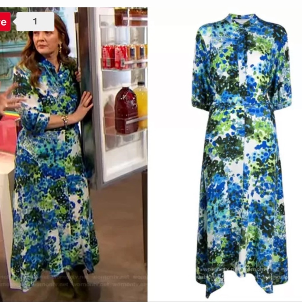 STELLA MCCARTNEY Olivia Floral Silk Shirt Midi Dress Blue - Picture 16 of 16